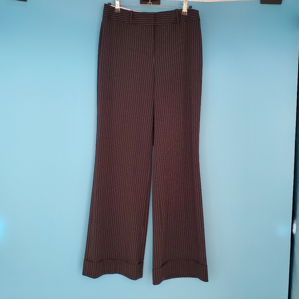 Worthington Trousers Stretch Size 4 Black Pinstripe Straight